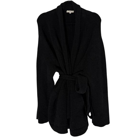 VINCE Women's Wool Blend Long Sleeve Belted Cardigan Sweater Black XXXL Knit - Picture 1 of 5